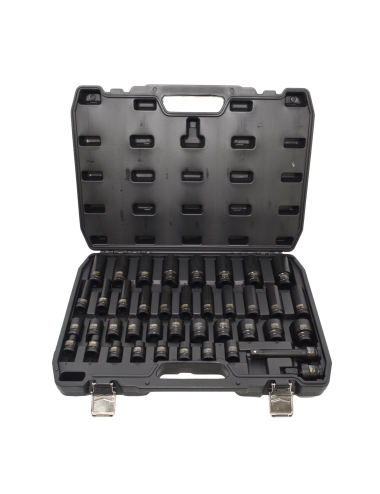 AWTOOLS ZESTAW NASADEK UDAROWYCH 1/2" 40cz. KRÓTKIE I DŁUGIE BLACK LINE