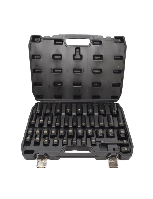 AWTOOLS ZESTAW NASADEK UDAROWYCH 1/2" 40cz. KRÓTKIE I DŁUGIE BLACK LINE