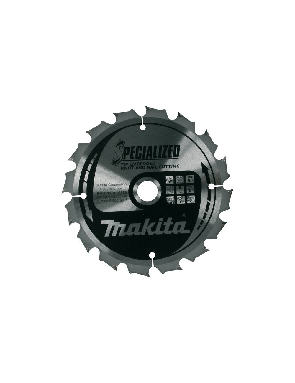 MAKITA PIŁA TARCZOWA  165x20x16z SPECJALIZED DREWNO (Z GWOŹDZIAMI I SĘKAMI)