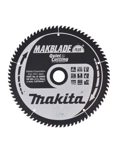 MAKITA PIŁA TARCZOWA  260x30x80z MAKBLADE PLUS DREWNO