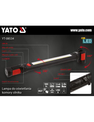 YATO LAMPA DO OŚWIETLANIA KOMORY SILNIKA 1000LM YT-08534