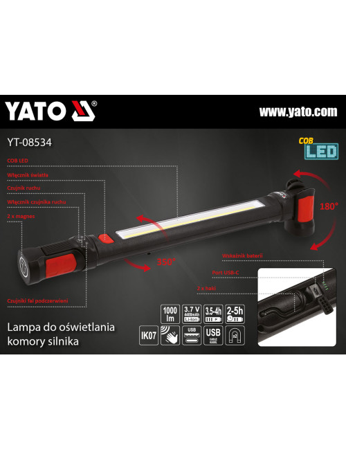 YATO LAMPA DO OŚWIETLANIA KOMORY SILNIKA 1000LM YT-08534