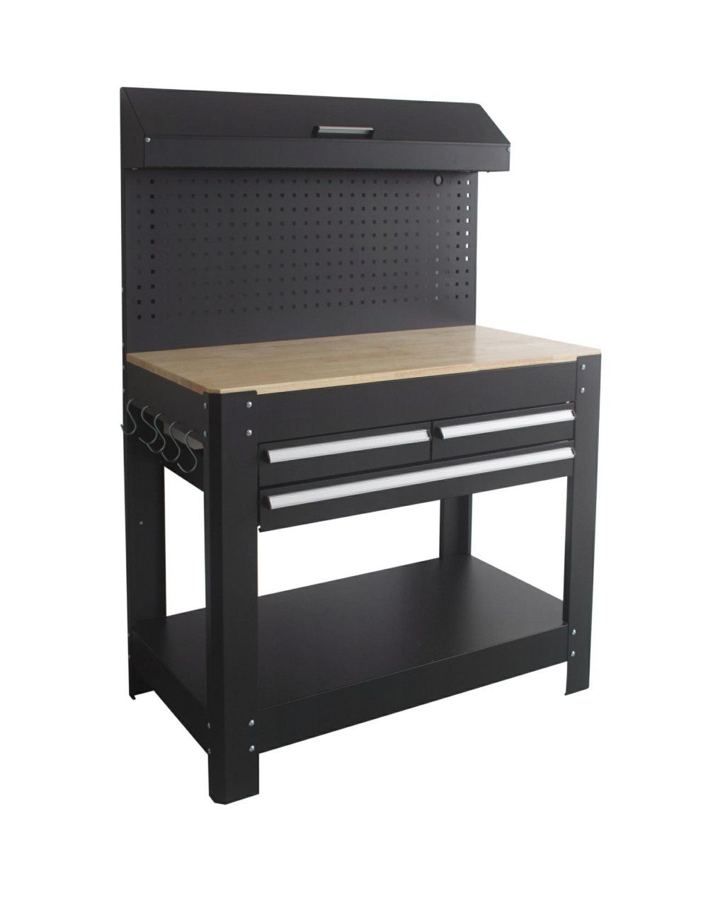 NUTOOL STÓŁ WARSZTATOWY 1145x635x1585mm BLAT SKLEJKA Z POSZYCIEM BLACHY OCYNK 1mm