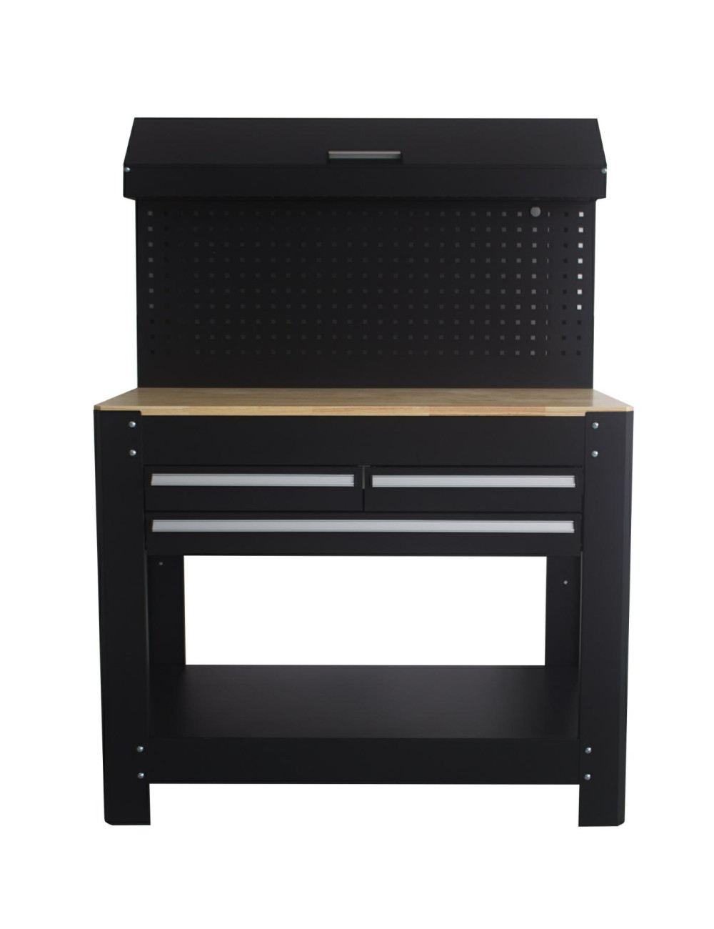 NUTOOL STÓŁ WARSZTATOWY 1145x635x1585mm BLAT SKLEJKA Z POSZYCIEM BLACHY OCYNK 1mm