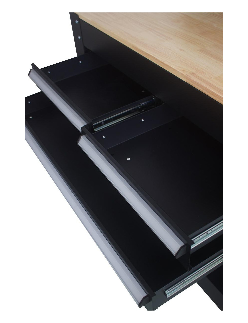 NUTOOL STÓŁ WARSZTATOWY 1145x635x1585mm BLAT SKLEJKA Z POSZYCIEM BLACHY OCYNK 1mm