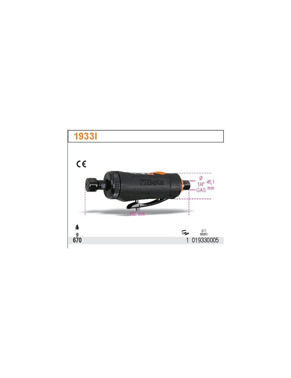 BETA SZLIFIERKA PROSTA PNEUMATYCZNA 1933I