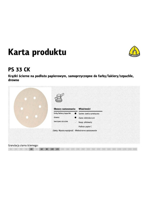 KLINGSPOR KRĄŻEK ŚCIERNY SAMOPRZYCZEPNY 150mm  PS33CK gr. 60 GLS3 /100szt.