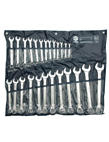 VOREL KLUCZE PŁASKO - OCZKOWE KOMPLET 25szt. (6-32mm) ETUI / SATYNA   51715