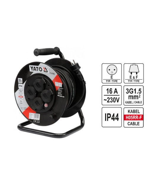 YATO PRZEDŁUŻACZ BĘBNOWY 20m 3 x 1,5mm2 IP44 81052