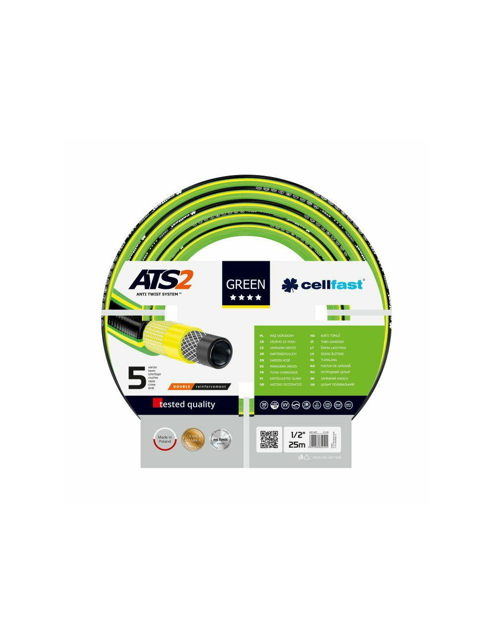 CELLFAST WĄŻ OGRODOWY GREEN ATS2 ROZMIAR: 5/8" DŁUGOŚĆ: 25m