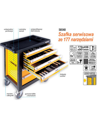 VOREL SZAFKA WARSZTATOWA 6-SZULFAD + 177szt. NARZĘDZI   58540