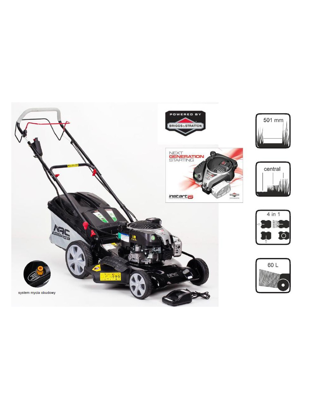 NAC KOSIARKA SPALINOWA Z NAPĘDEM 53cm BRIGGS & STRATTON 161cc 775IS Z ROZRUSZNIKIEM LS50-775IS-HSDF