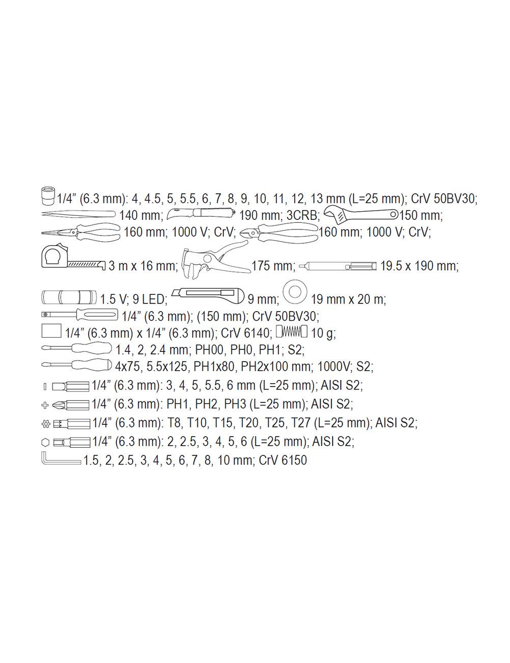 YATO ZESTAW NARZĘDZI DLA ELEKTRYKÓW 68 elem.
