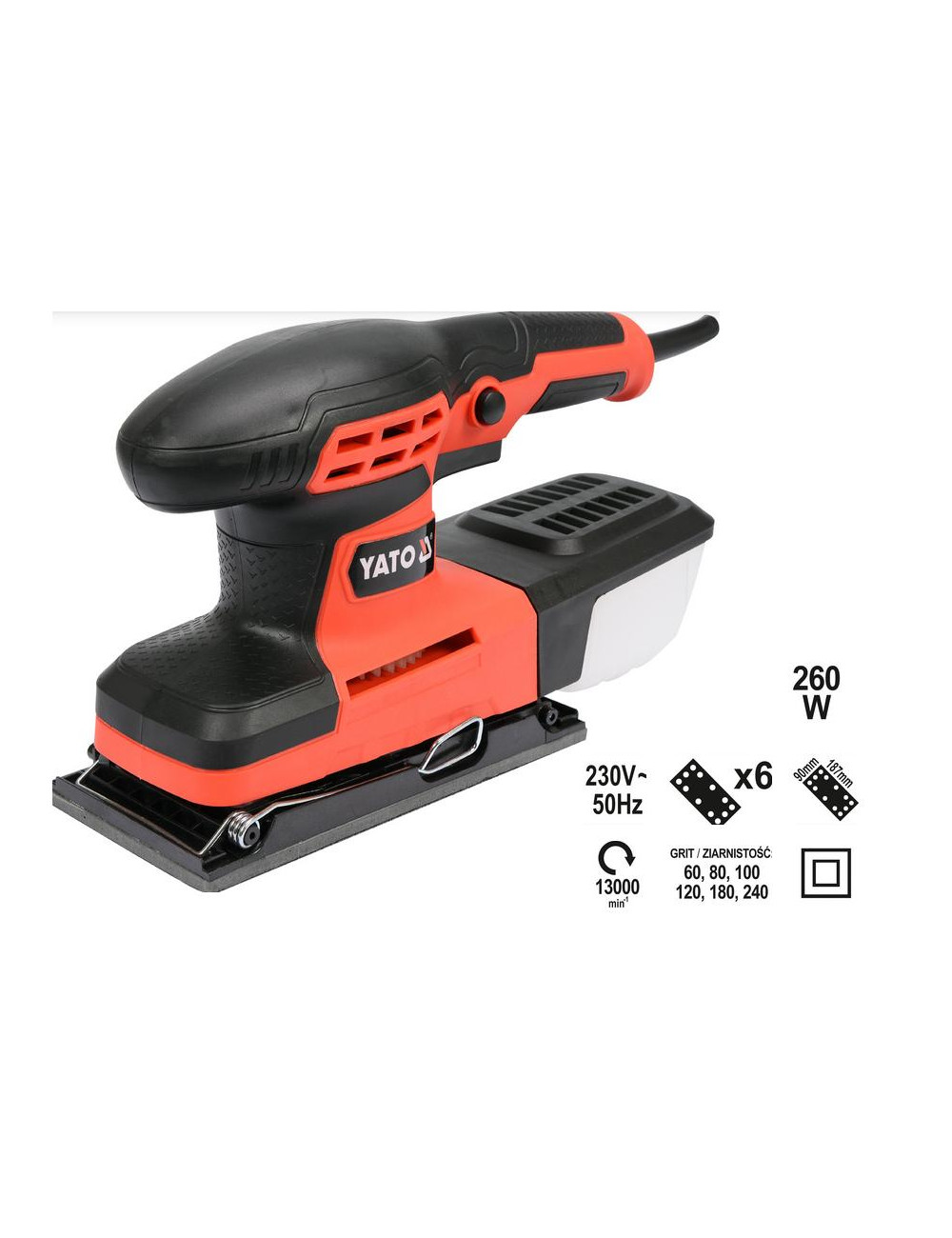 YATO SZLIFIERKA OSCYLACYJNA 260W 90x187mm 82230