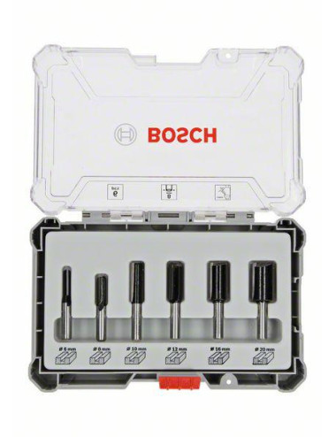 BOSCH ZESTAW FREZÓW PROSTYCH 6szt. UCHWYT 8mm
