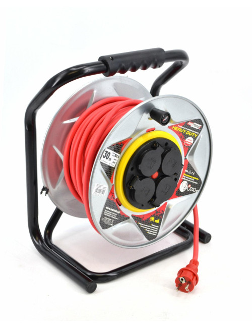 AWTOOLS PRZEDŁUŻACZ BĘBEN METALOWY CZERWONY HEAVY DUTY 50m 3x2,5 mm 16A / 3680W / IP44