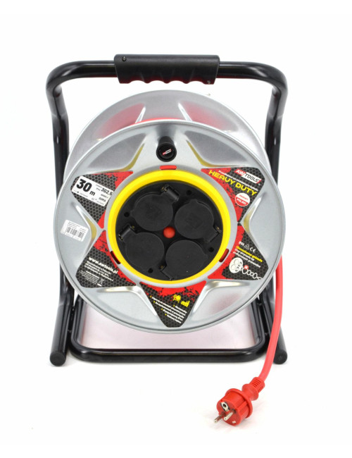 AWTOOLS PRZEDŁUŻACZ BĘBEN METALOWY CZERWONY HEAVY DUTY 50m 3x2,5 mm 16A / 3680W / IP44
