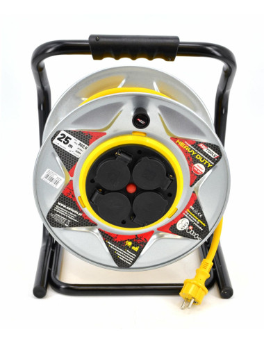 AWTOOLS PRZEDŁUŻACZ BĘBEN METALOWY ŻÓŁTY HEAVY DUTY 30m 3x1,5 mm 16A / 3680W / IP44 NEOPREN