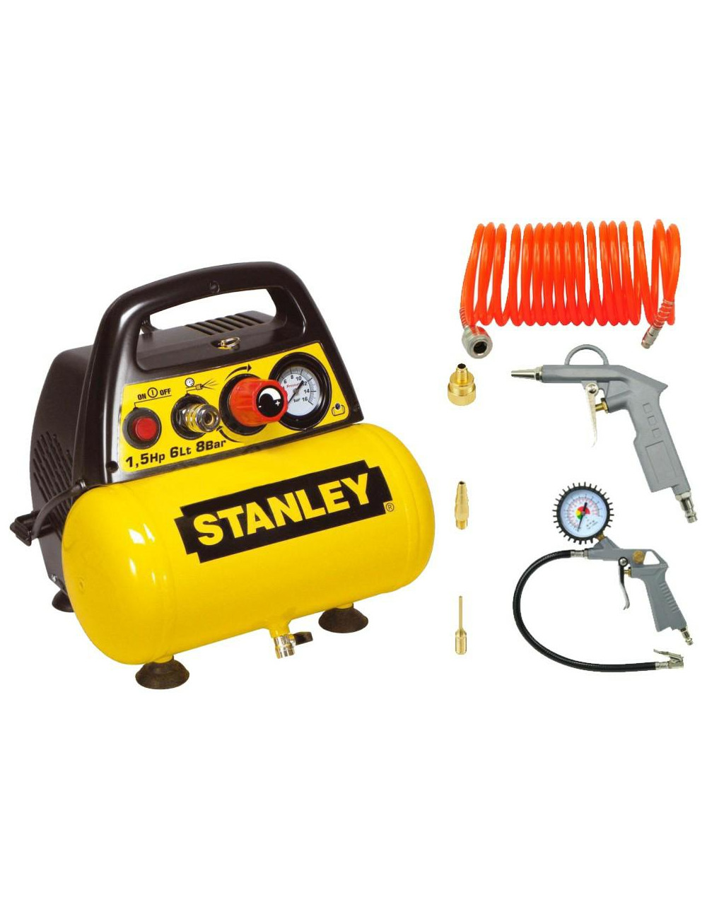 STANLEY SPRĘŻARKA BEZOLEJOWA 6L + ZESTAW PNEUMATYCZNY