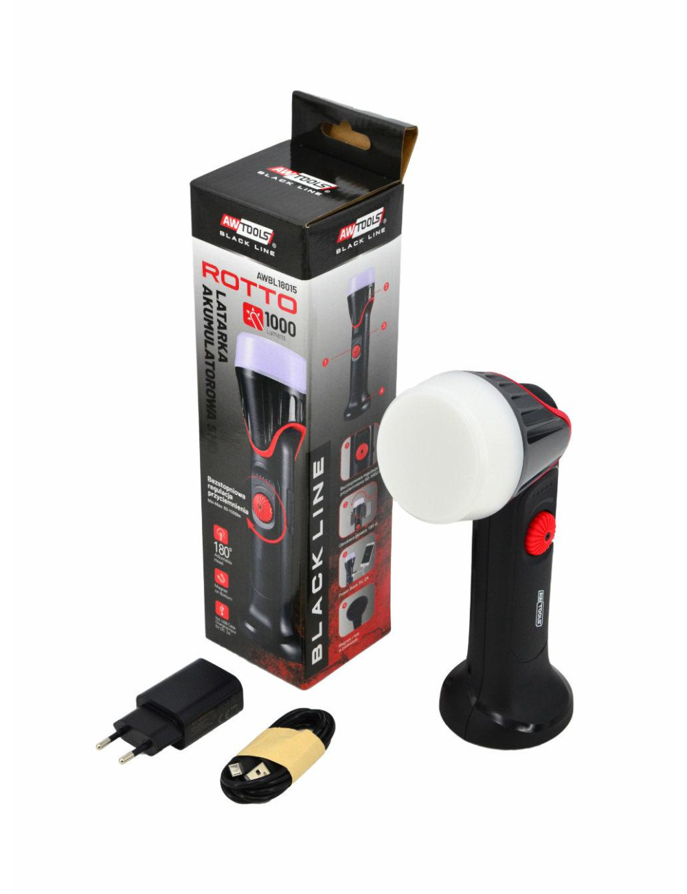 AWTOOLS BLACK LINE LATARKA WARSZTATOWA ROTTO SMD LED 1000LM