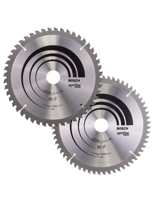 BOSCH PIŁA TARCZOWA DWUPAK OPTILINE WOOD 216x2,0/1,4x30x48z + MULTI MATERIAL 216x2,5/1,8x30x80z