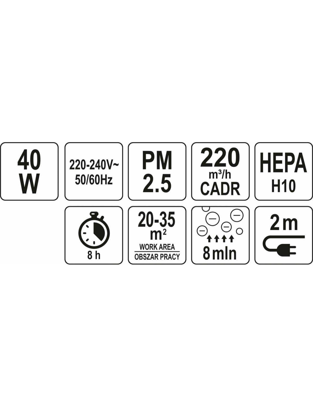 LUND OCZYSZCZACZ POWIETRZA 40W 220M3/H HEPA 4 ETAPY CZYSZCZENIA