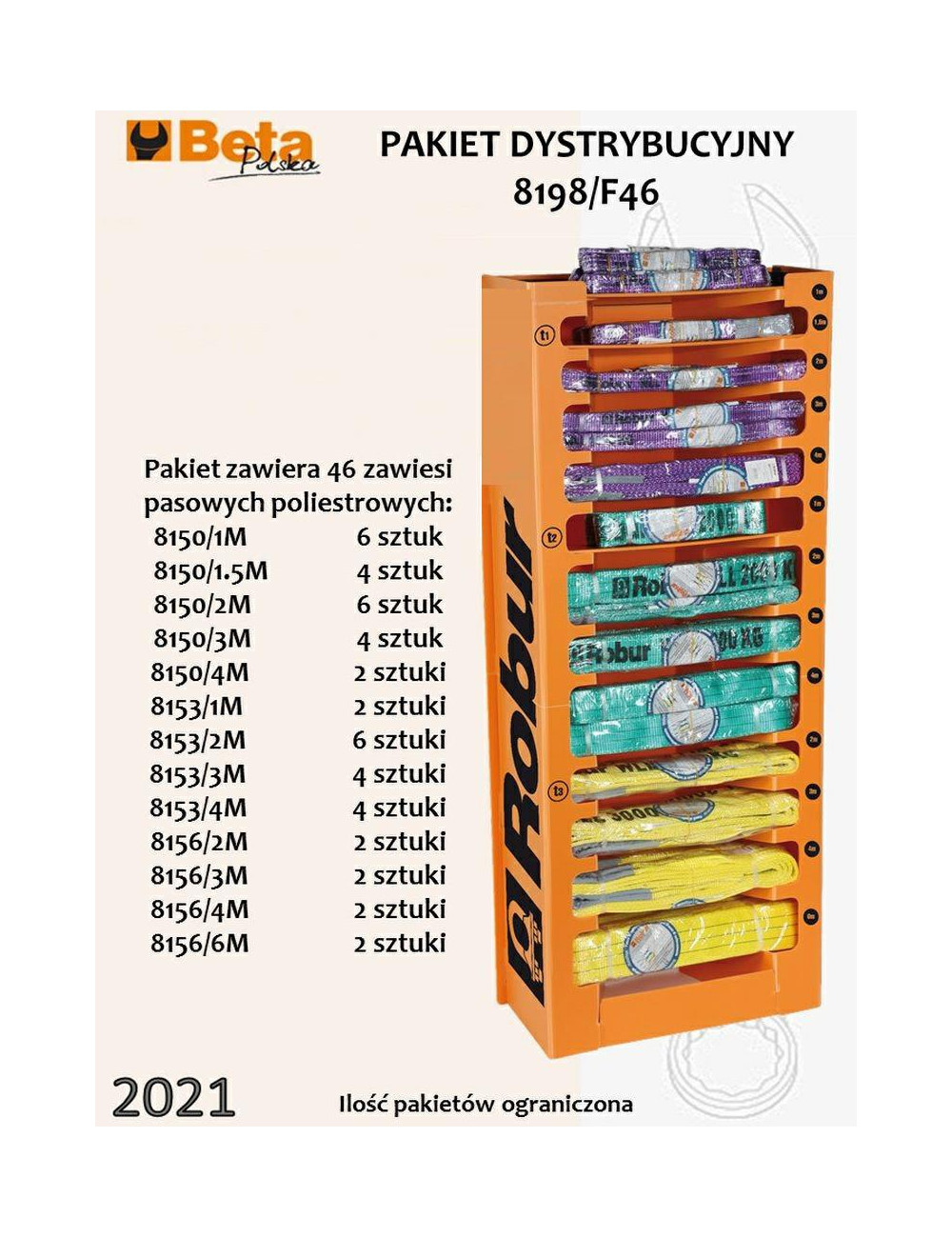 BETA ZAWIESIA PASOWE Z EKSPOZYTOREM 46szt. /ROBUR