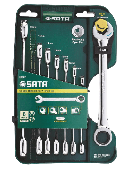 KLUCZE PŁASKO-OCZKOWE 8szt.Z PODWÓJNĄ GRZECHOTKĄ