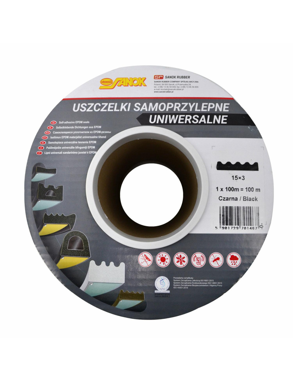 USZCZELKA DGP 15x3 CZARNA 100mb