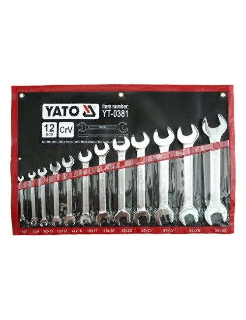YATO KLUCZE PŁASKIE SATYNOWANE 12 elem. 6-32mm. ETUI  0381