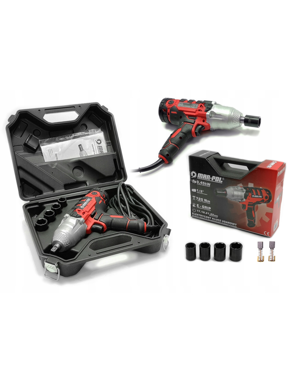 KLUCZ UDAROWY 1/2" 720Nm + NASADKI MAR-POL