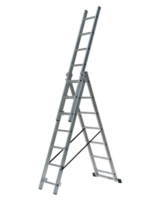 AWTOOLS DRABINA ALUMINIOWA   3x9 STOPNI 150KG ADAPATACJA NA SCHODY