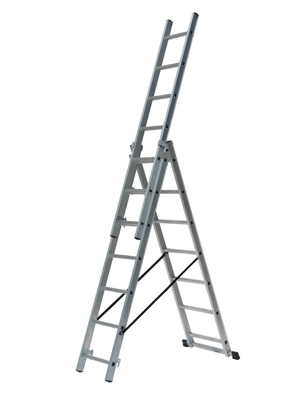 AWTOOLS DRABINA ALUMINIOWA 3x11 STOPNI 150KG ADAPATACJA NA SCHODY