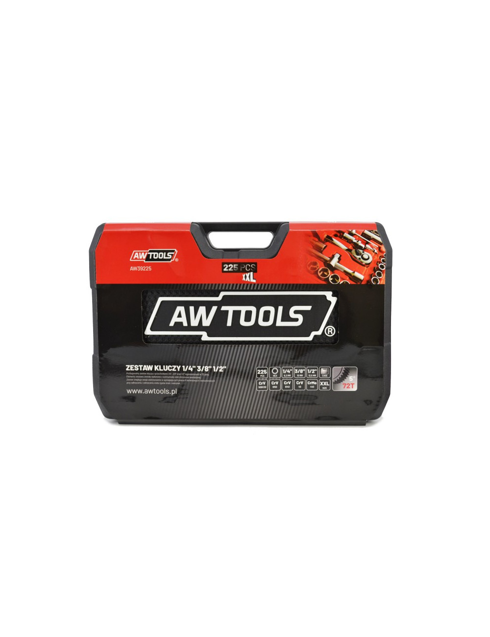 AWTOOLS ZESTAW KLUCZY  225el  1/2"/3/8"/1/4" BLACK LINE