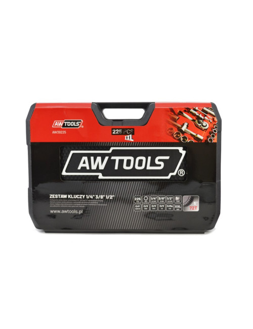 AWTOOLS ZESTAW KLUCZY  225el  1/2"/3/8"/1/4" BLACK LINE