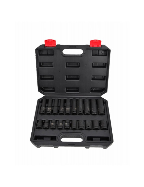 AWTOOLS  ZESTAW NASADEK UDAROWYCH KRÓTKICH I DŁUGICH 1/2" 20cz. BLACK LINE