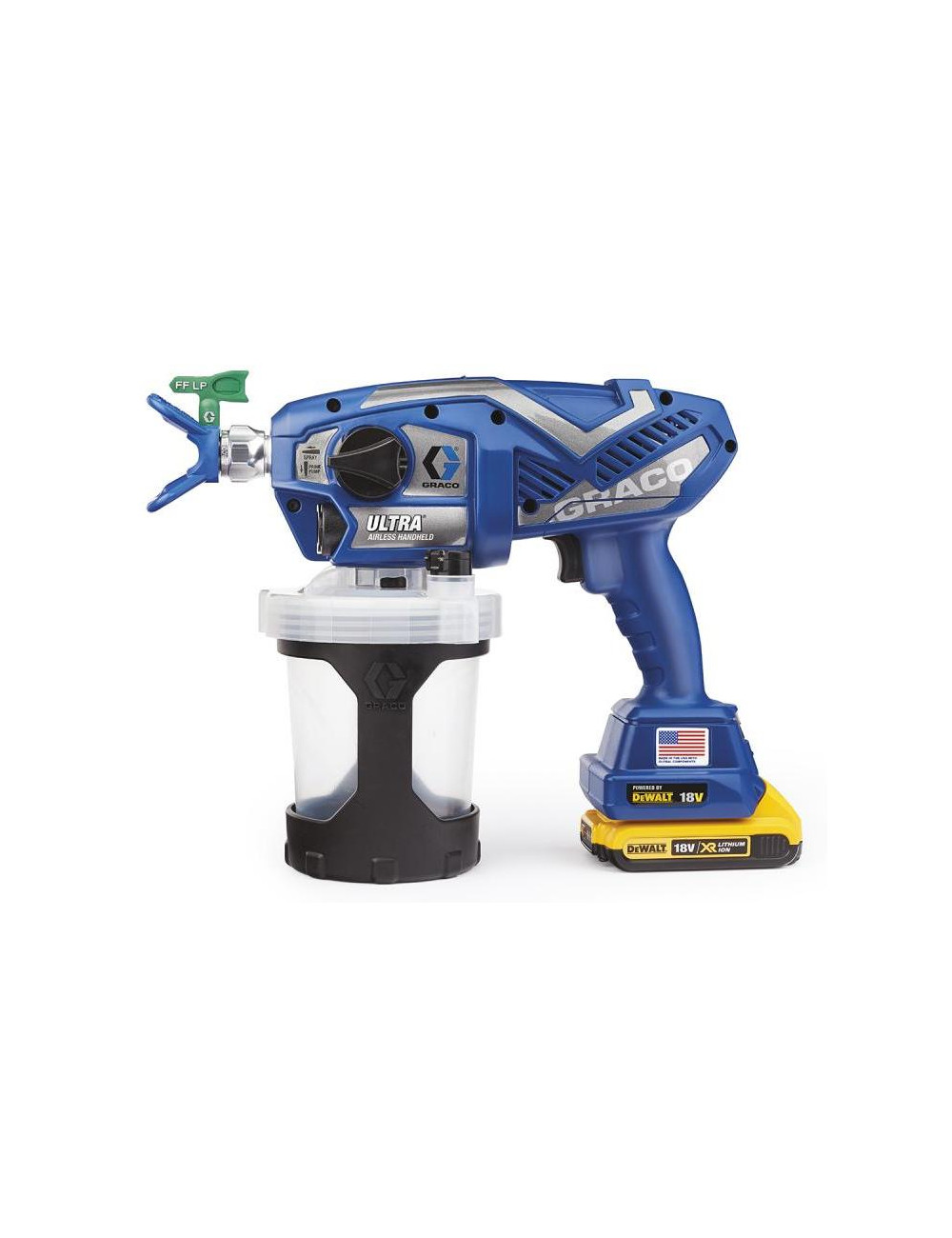 GRACO PISTOLET DO MALOWANIA ULTRA AIRLES ( 2 x AKU. 2AH DEWALT+ ŁAD. ) + TORBA
