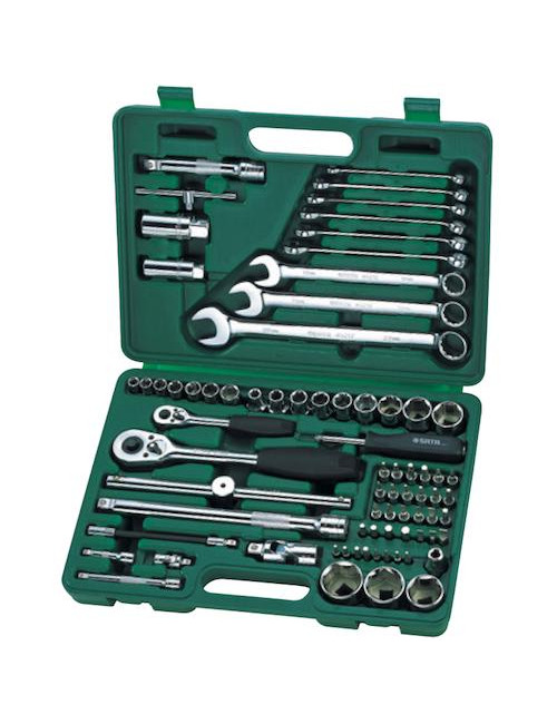 SATA ZESTAW KLUCZY 76 elem. 1/4" 1/2" NASADOWE + PŁASKO-OCZKOWE