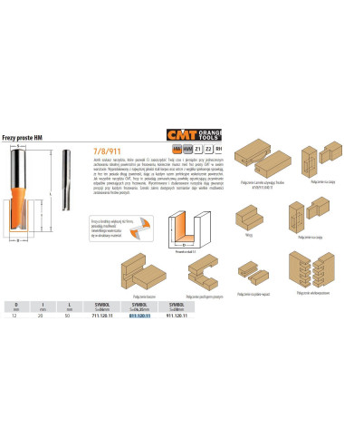 CMT FREZ PROSTY KRÓTKI HM D12 I20 L50 S6,35