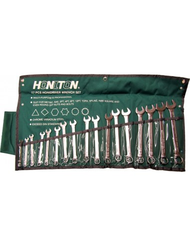 HONITON KLUCZE PŁASKO-OCZKOWE PŁACHTA 17 elem. 6-22mm