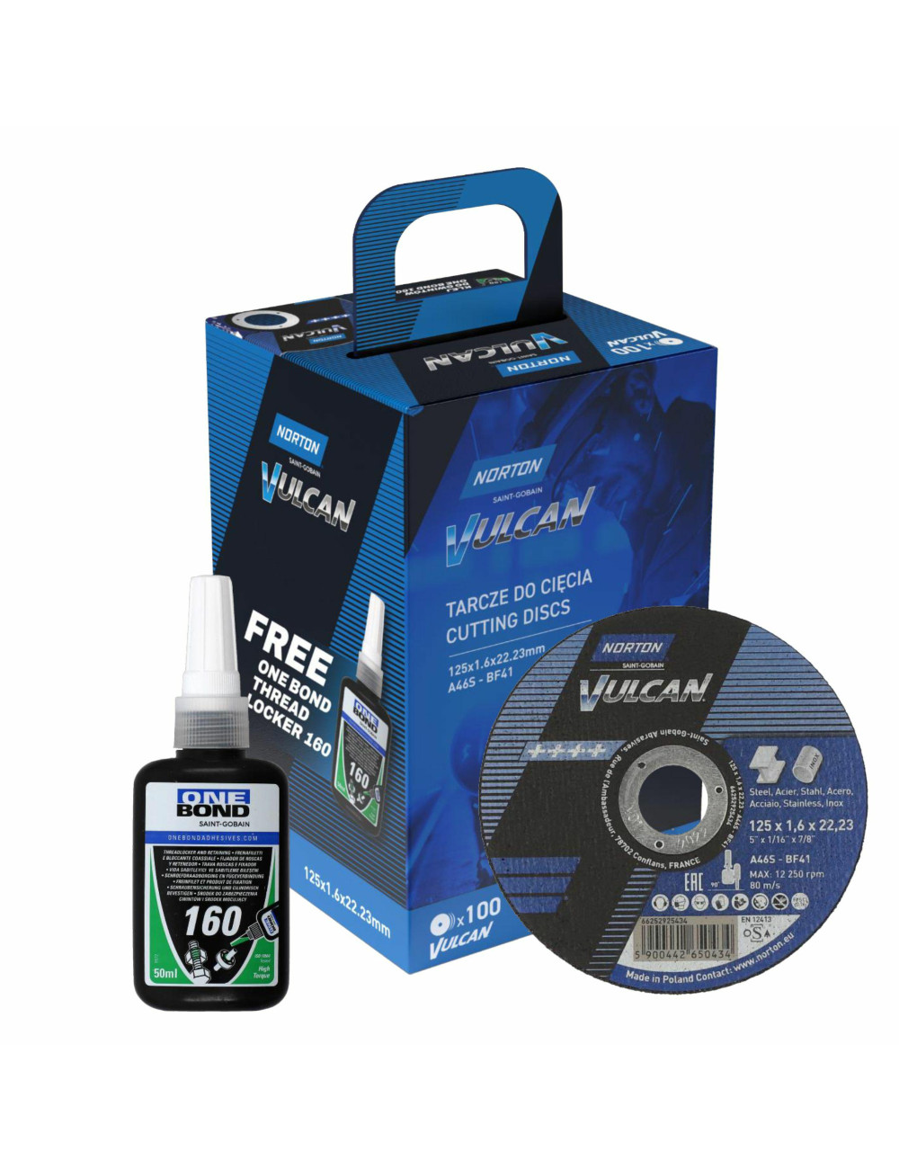 NORTON TARCZA.VULCAN 125 x 1,6 /100szt.+ KLEJ ONE BOND