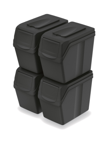 KEDEN KOSZ NA ŚMIECI SORTIBOX 20L SET 4 - CZARNY RECYKLING