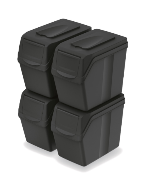 KEDEN KOSZ NA ŚMIECI SORTIBOX 20L SET 4 - CZARNY RECYKLING