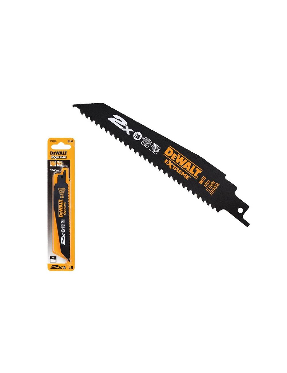 DEWALT BRZESZCZOT DO PIŁY SZABLASTEJ KOMPLET  5elem., 152mm DREWNO Z GWOŹDZIAMI EXTREME /5szt