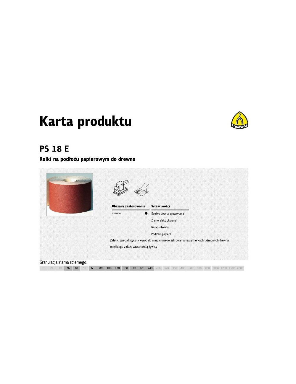 KLINGSPOR ROLKA NA PODŁOŻU PAPIEROWYM PS18E 150mm gr.120  (50mb)