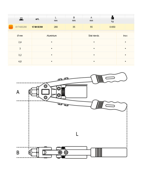 BETA NITOWNICA DŹWIGNIOWA  280mm 1740B