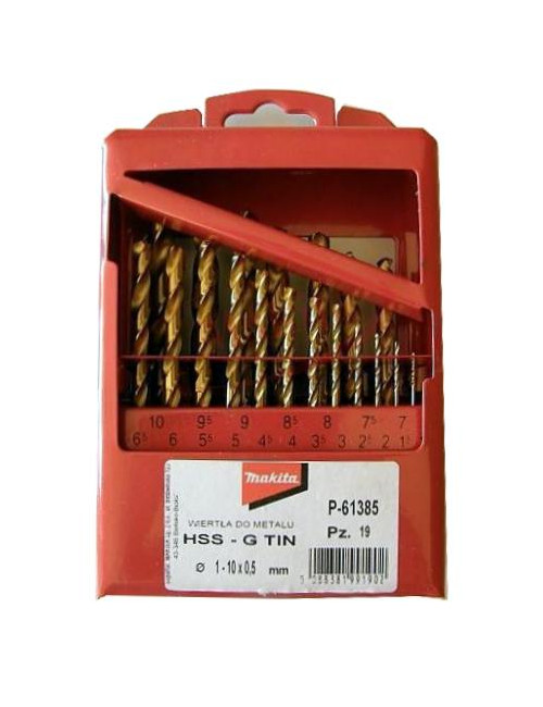 ZESTAW WIERTEŁ TYTAN HSS-G TIN 19szt 1-10mm
