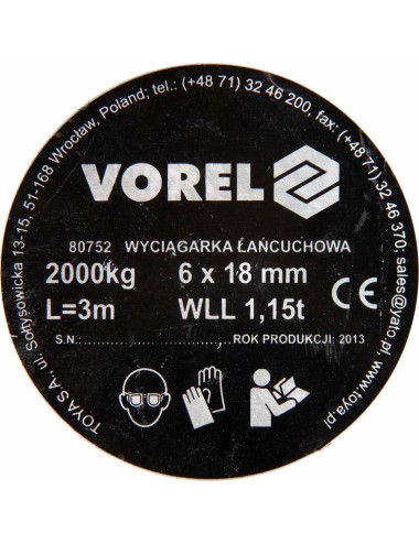 VOREL PRZYCIĄGARKA ŁAŃCUCHOWA  2T   80752