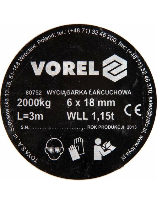 VOREL PRZYCIĄGARKA ŁAŃCUCHOWA  2T   80752