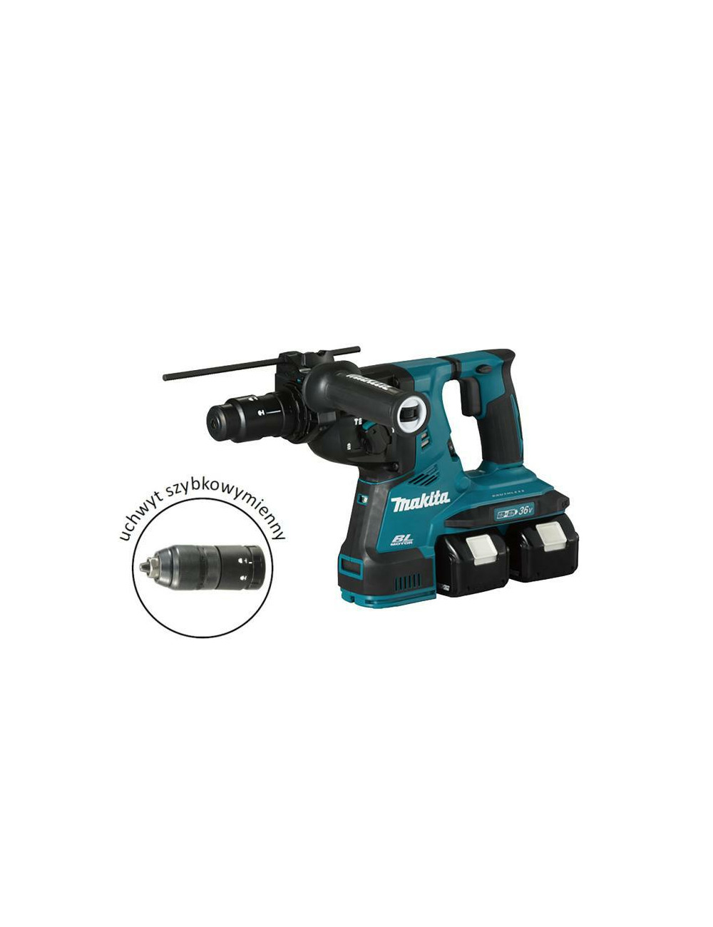 MAKITA MŁOT WIERCĄCO-KUJĄCY SDS-PLUS 2x18V 2,9J AVT 2x5,0Ah +UCHWYT DHR283T2JU